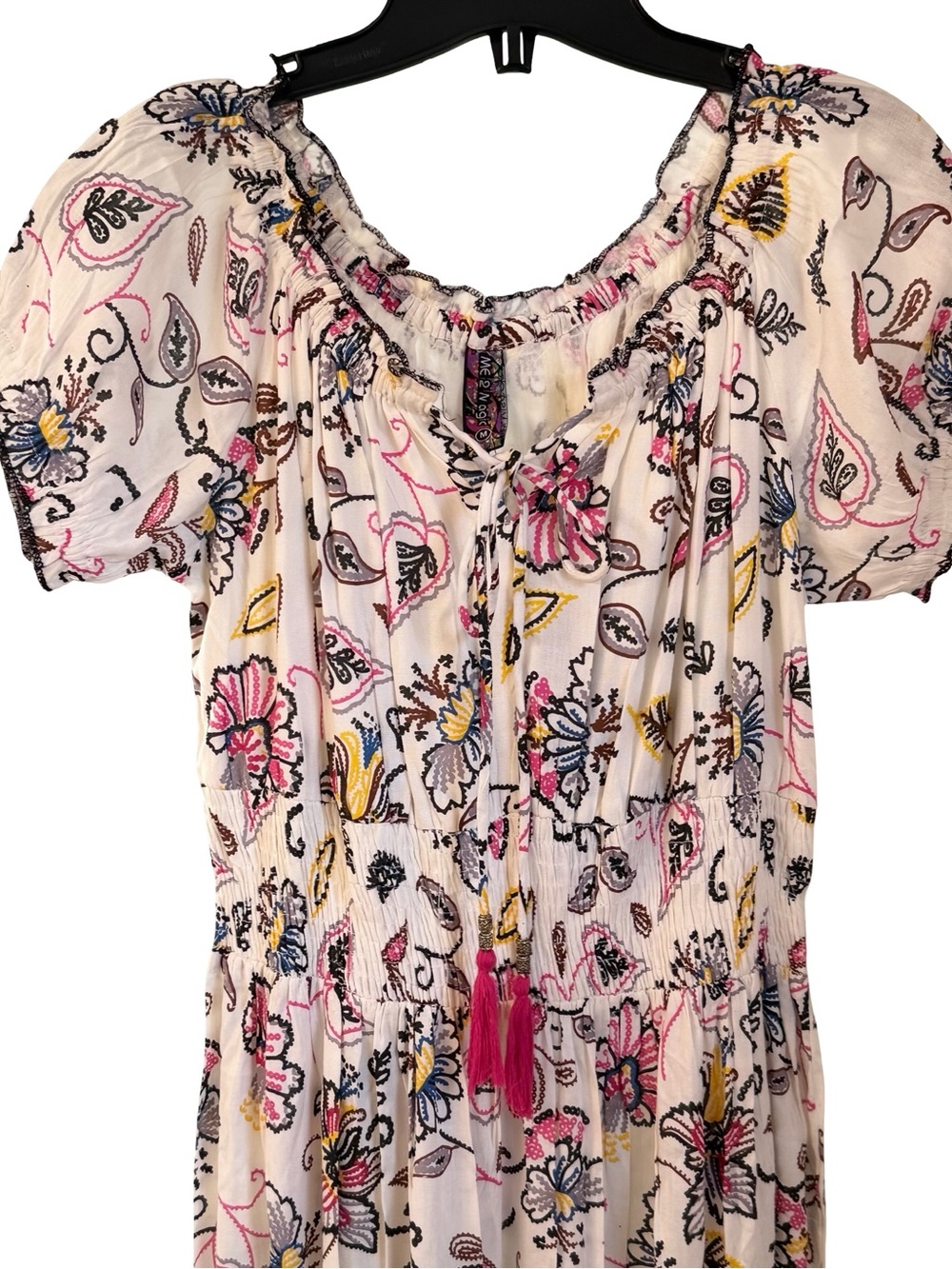 Boho Sophisticated Floral Maxi Dress, NWT- Pink & Cream Happy Vibe